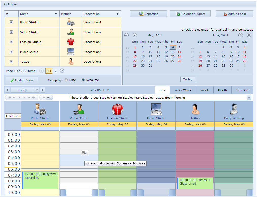 Click to view Online Studio Booking System 4.3 screenshot