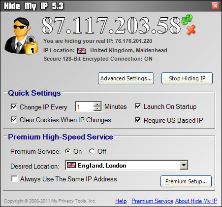 Click to view Hide My IP 5.3.0.17648 screenshot