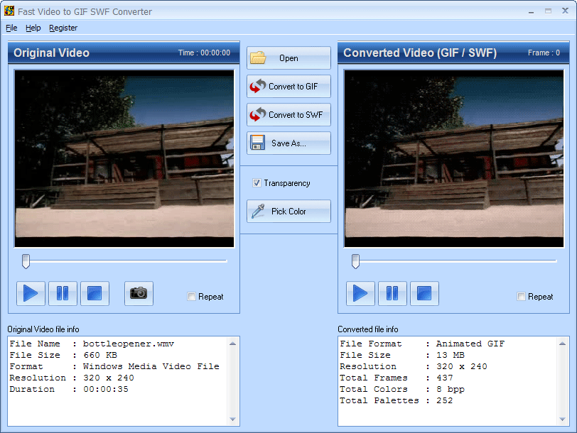Click to view Fast Video to GIF SWF Converter 4.2 screenshot