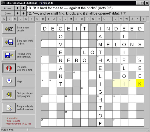 Click to view Bible Crossword Challenge 1.00 screenshot