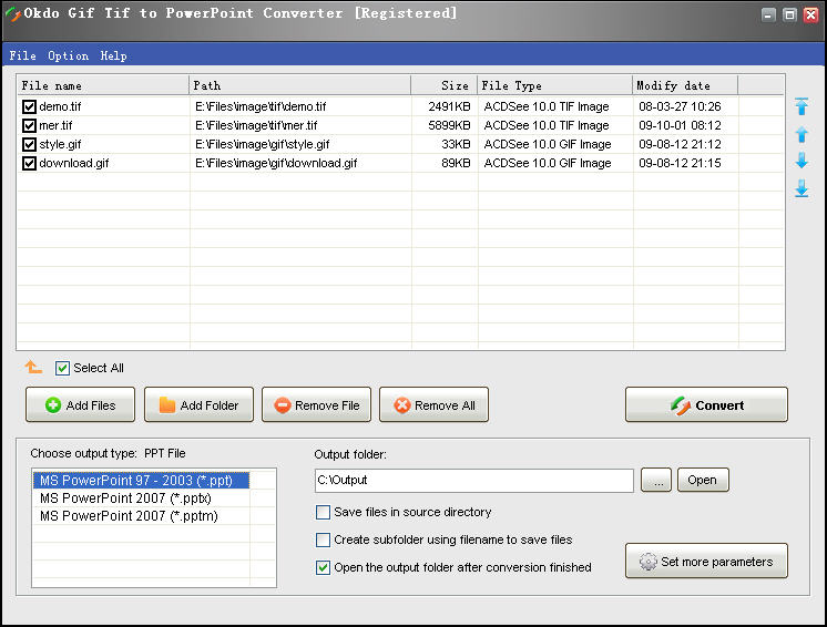 Click to view Okdo Gif Tif to PowerPoint Converter 5.4 screenshot