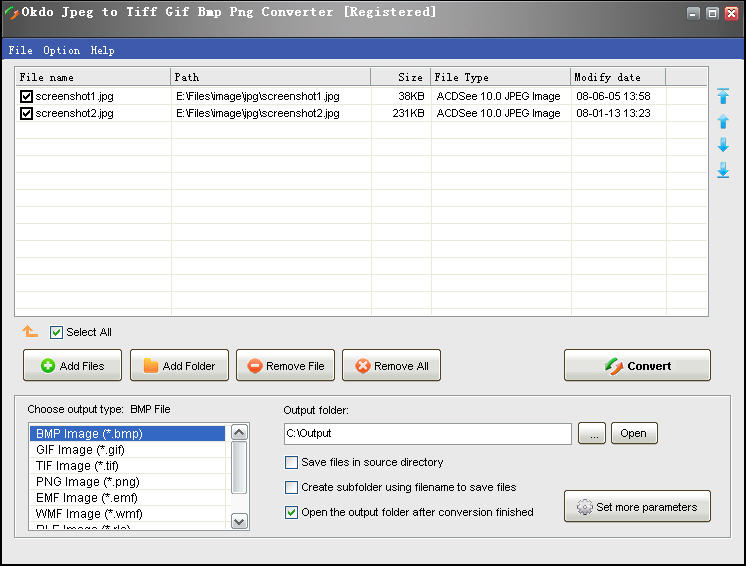 Click to view Okdo Jpeg to Tiff Gif Bmp Png Converter 5.4 screenshot