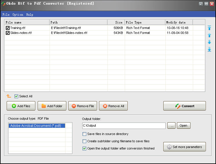 Click to view Okdo Rtf to Pdf Converter 5.4 screenshot