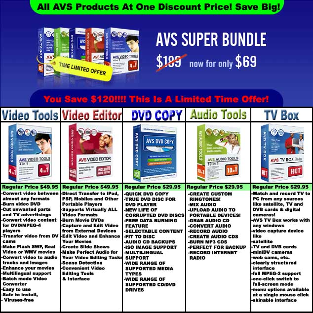 Click to view AVS Complete Discount Pack 2011.00211 screenshot
