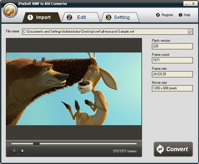 Click to view iPixSoft SWF to AVI Converter 1.7.0 screenshot