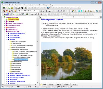 Click to view TreePad PLUS 8.0.1 screenshot