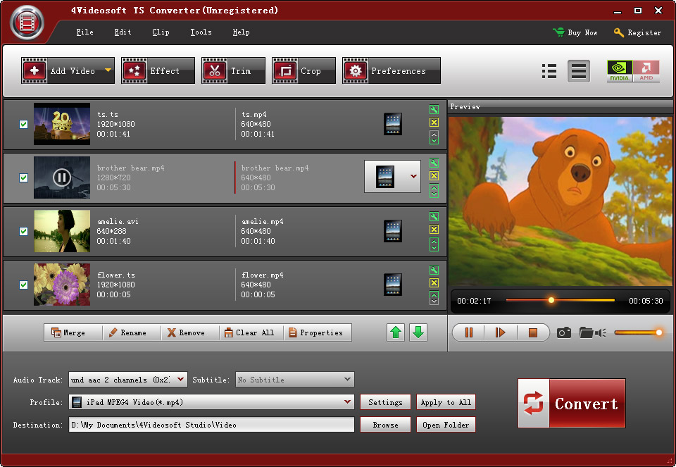 Click to view 4Videosoft TS Converter 5.1.20 screenshot