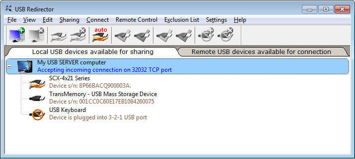 Click to view USB Redirector 6.1.1 screenshot
