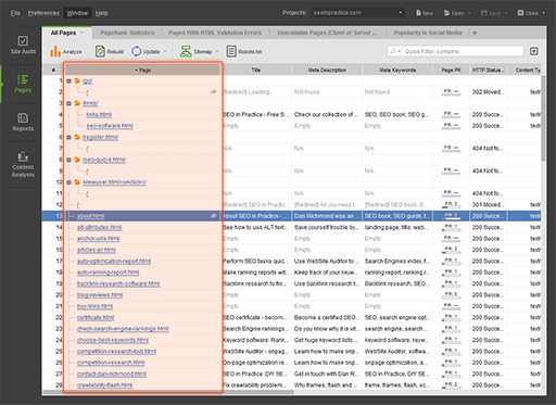 Screenshot for WebSite Auditor Professional 3.13
