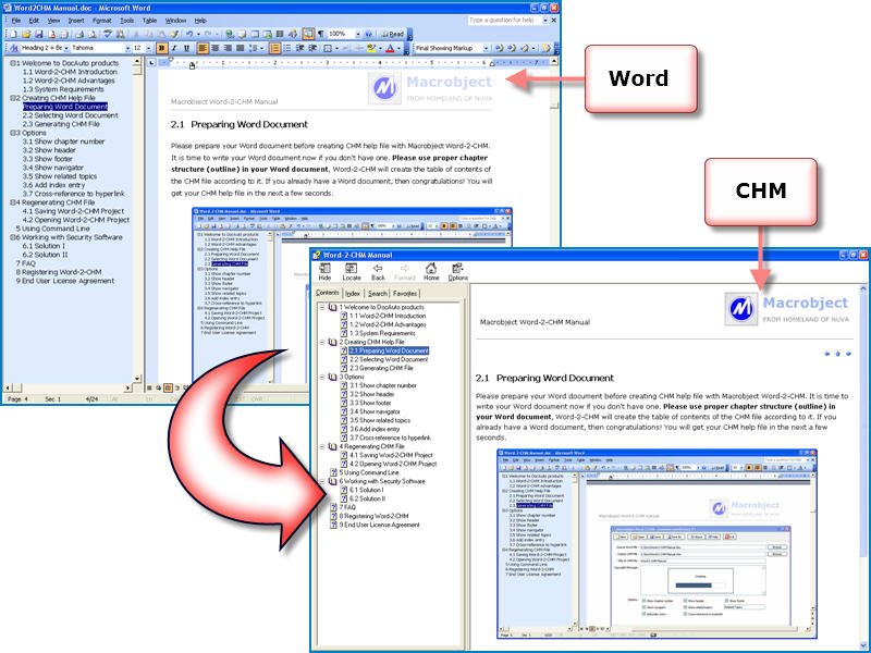 Click to view Macrobject Word-2-CHM Converter 2007 2007.13.912.651 screenshot