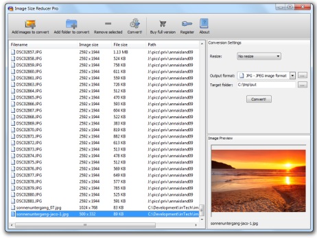 Click to view Image Size Reducer Pro 1.3.1 screenshot