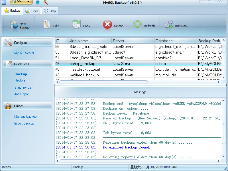 Click to view MySQL Backup 6.0.2 screenshot