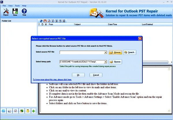 Click to view Repair PST Tool 10.10.01 screenshot