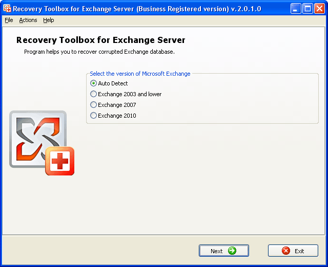 Click to view Recovery Toolbox for Exchange Server 2.1.7 screenshot