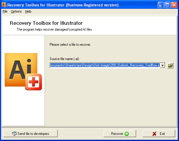 Screenshot for Recovery Toolbox for Illustrator 2.1.7