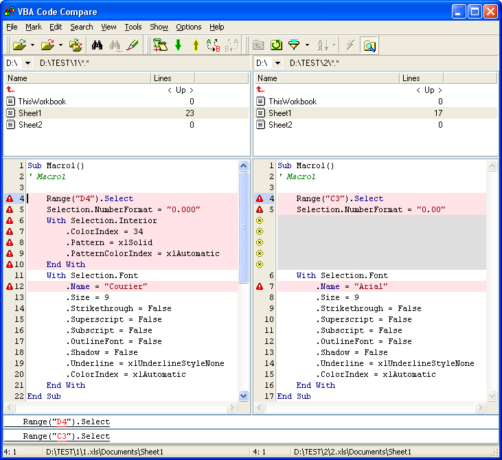 Click to view VBA Code Compare 0.4 screenshot