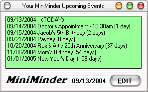 Click to view MiniMinder 7.27 screenshot