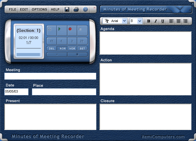 Click to view Minutes of Meeting Recorder 4.5 screenshot