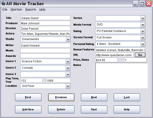 Click to view All Movie Tracker 1.2 screenshot