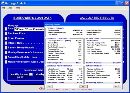 Click to view Mortgage Prelude 2.6.4.090 screenshot