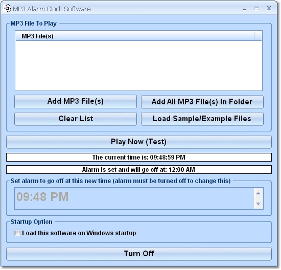 Click to view MP3 Alarm Clock Software 7.0 screenshot