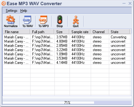 Click to view Ease MP3 WAV Converter 2.80 screenshot