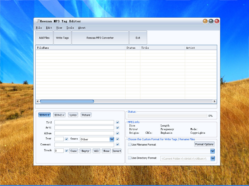 Click to view Reezaa MP3 Tag Editor 1.0 screenshot