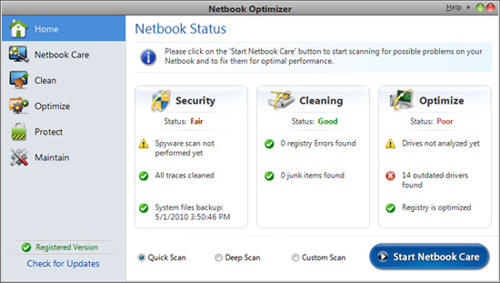 Click to view Netbook Optimizer 1.0 screenshot