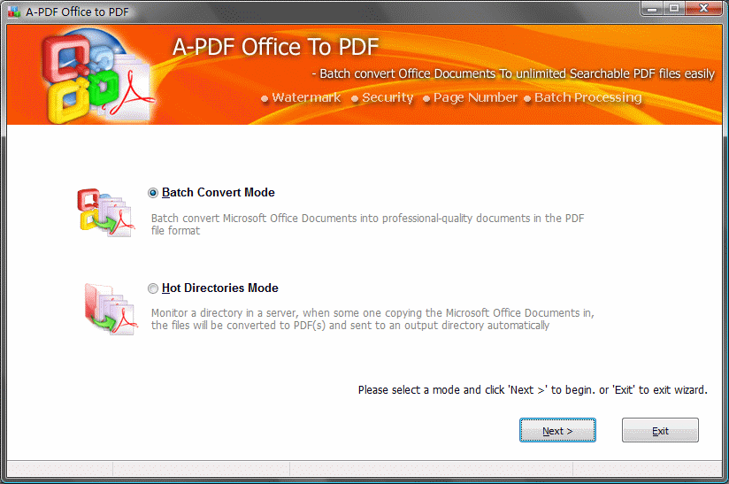 Screenshot for A-PDF Office to PDF 7.7