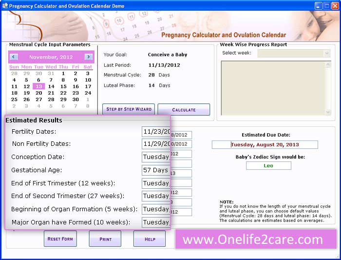 Click to view Pregnancy Calculator 3.20.0.0 screenshot