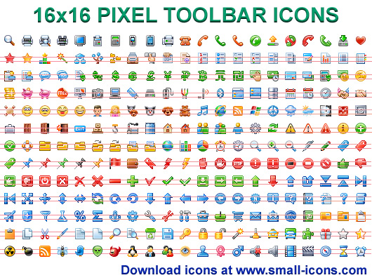 Click to view 16x16 Pixel Toolbar Icons 2013.1 screenshot