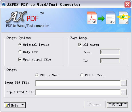Click to view AXPDF PDF to Word Converter 2.245 screenshot
