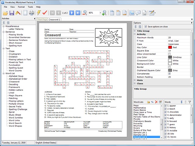 Click to view Vocabulary Worksheet Factory 4.1.4 screenshot