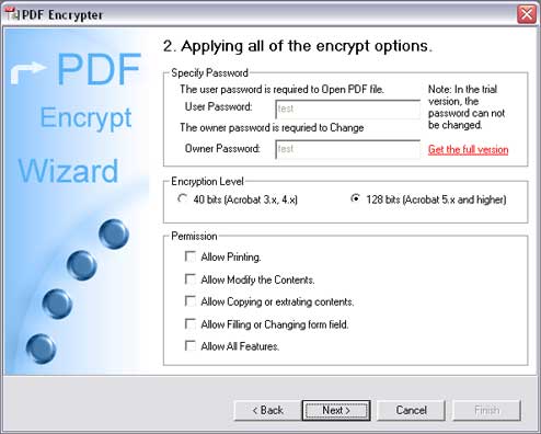 Click to view PDF Encrypt Tool 3.50 screenshot