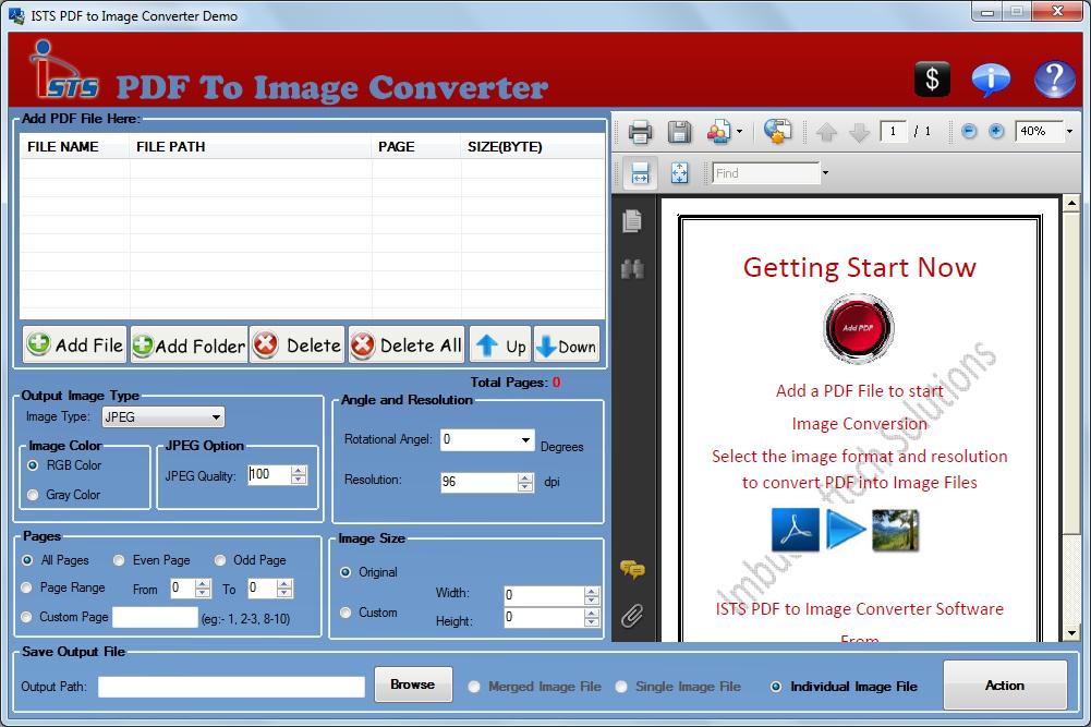 Click to view Creating Images From PDF 2.8.0.5 screenshot