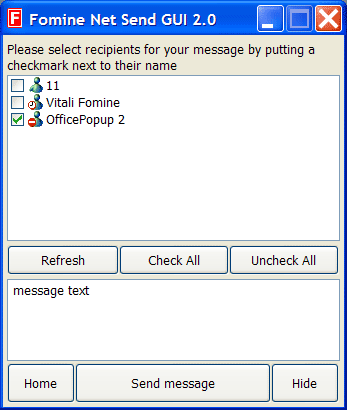 Click to view Fomine Net Send GUI 2.6 screenshot