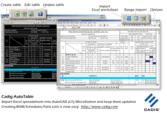 Click to view BricsCAD Excel - { Cadig AutoTable } 2.1 screenshot
