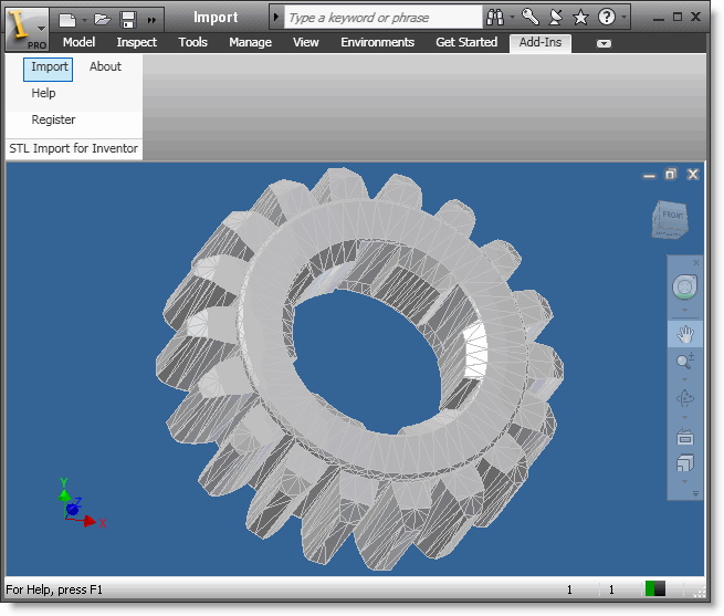 Click to view STL Import for Inventor 1.0 screenshot
