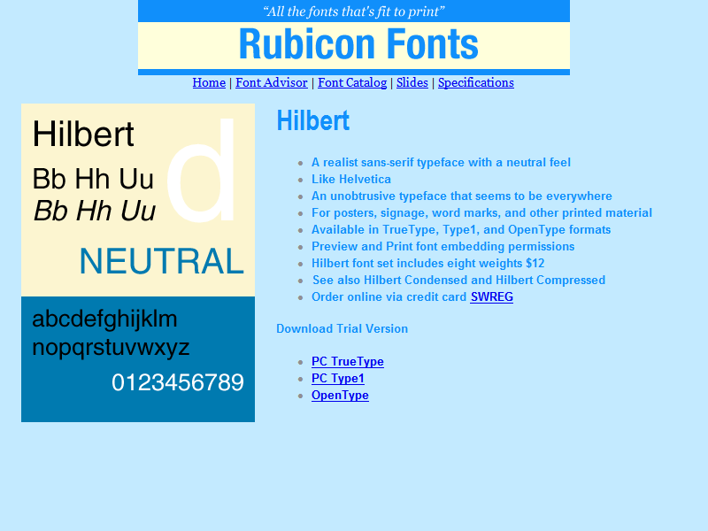 Click to view Hilbert Font Type1 2.00 screenshot