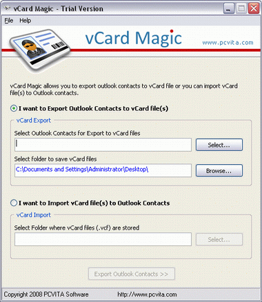 Click to view PCVITA vCard Magic 2.0 screenshot