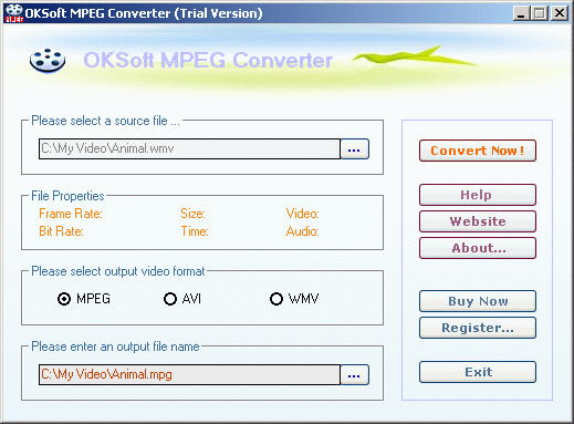 Click to view OKSoft MPEG Converter 1.22 screenshot