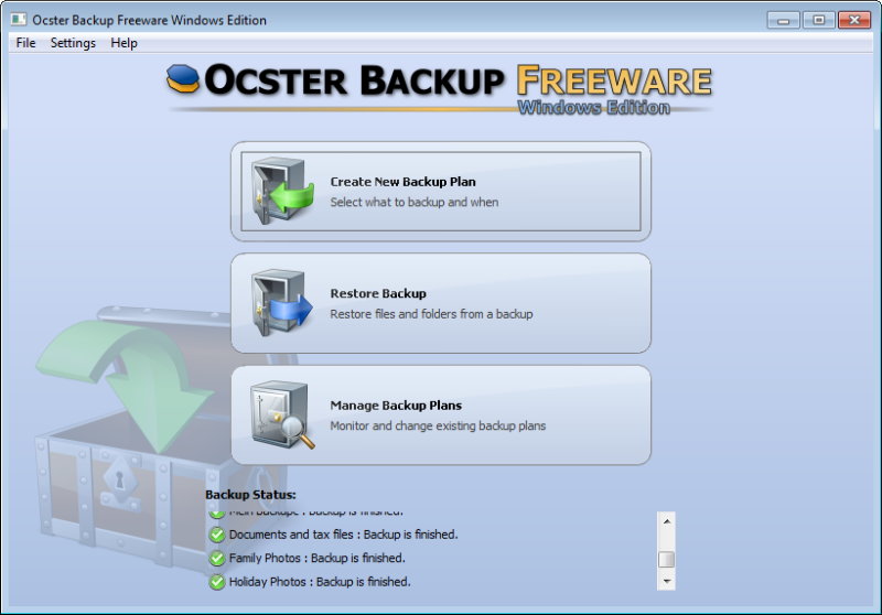 Click to view Ocster Backup Freeware Windows Edition 1.95 screenshot