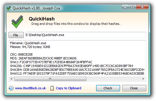 Click to view QuickiHash 1.00 screenshot