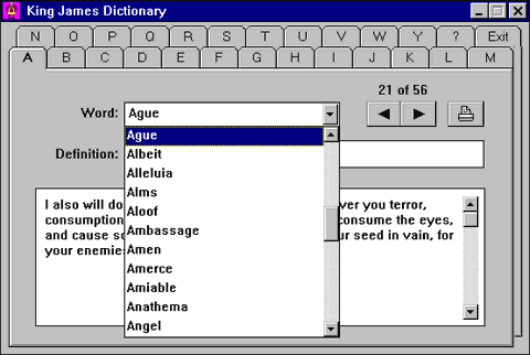 Click to view King James Dictionary 2.20 screenshot