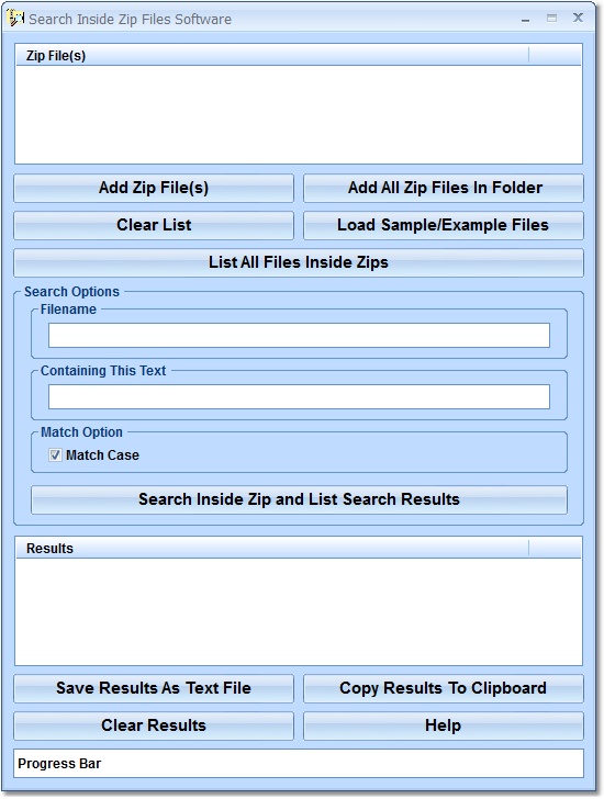 Click to view Search Inside Zip Files Software 7.0 screenshot