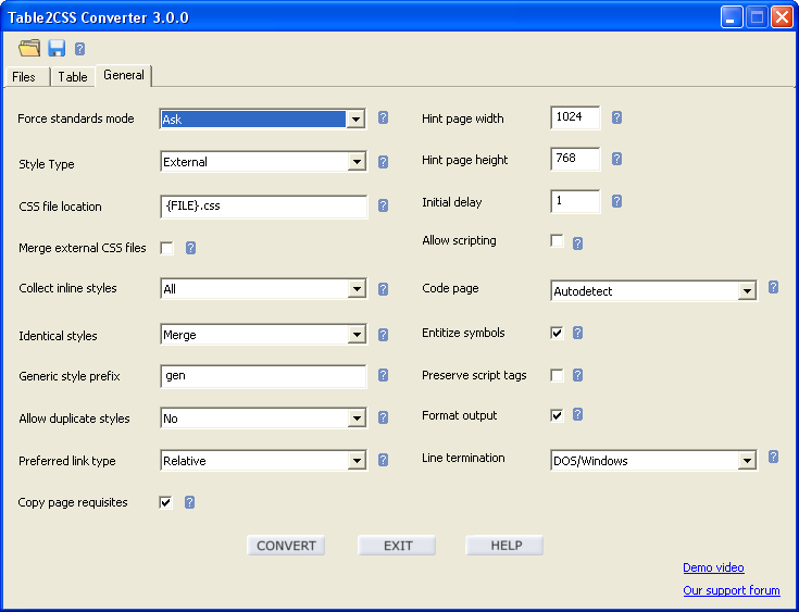 Click to view Table2CSS Converter 4.3.8 screenshot