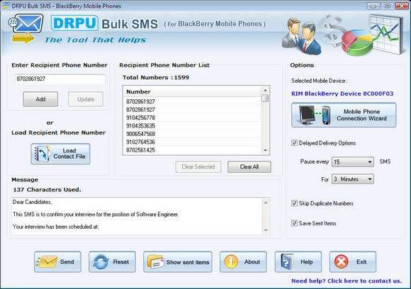 Click to view Online SMS BlackBerry 6.0.1.4 screenshot