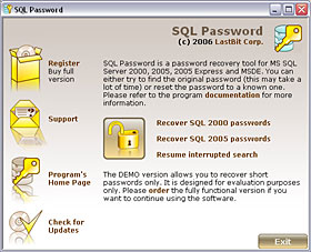 Click to view Lastbit SQL Password Recovery 2.5.593 screenshot