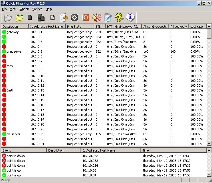Click to view Ping Monitor Tool : SuperPinger 2.12 screenshot