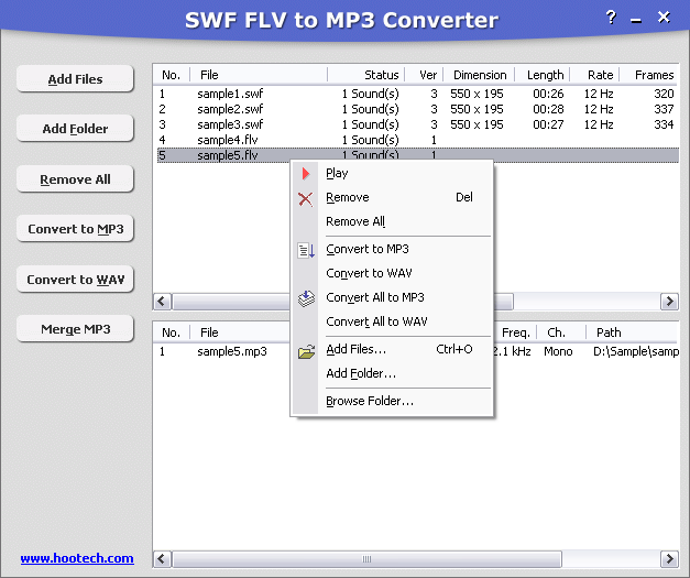 Click to view SWF FLV to MP3 Converter 3.0.569 screenshot